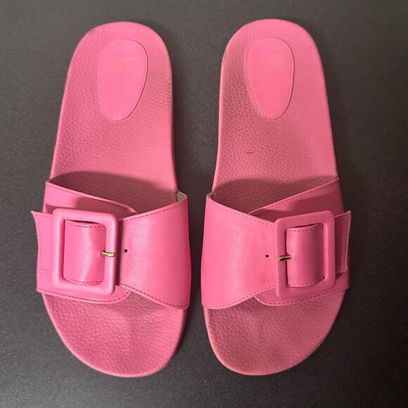 Frances Valentine Daisy Sandal Slides in Pink Vegan Leather Size 9 Pool Summer - Picture 3 of 9